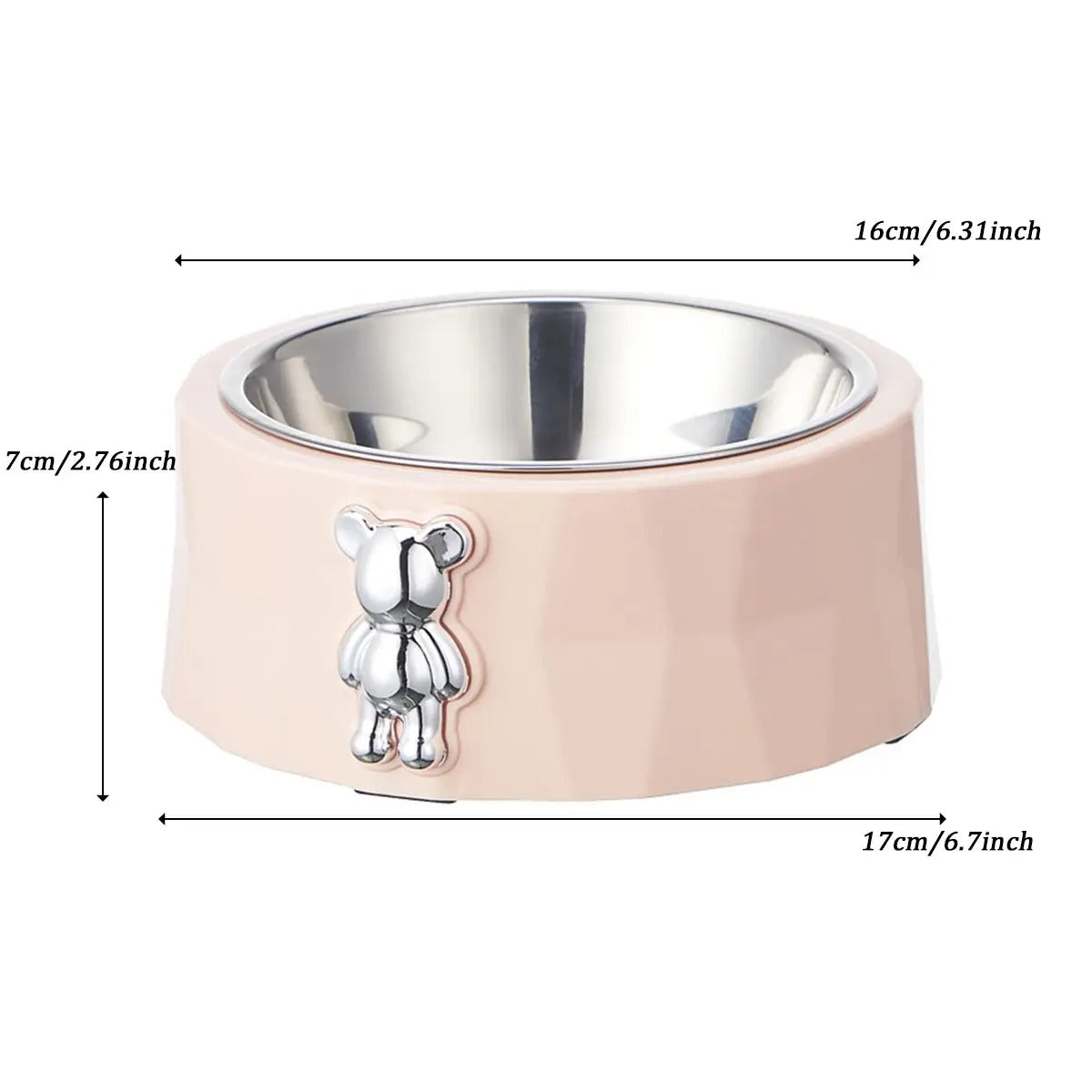 Bear Ornament Pet Bowl With Stainless Steel Bowl_CWMM5158
