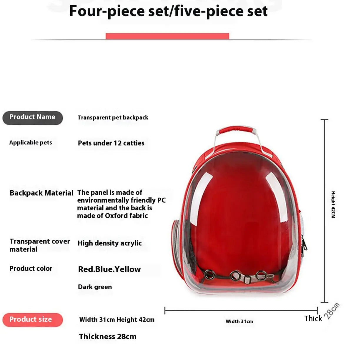 Large Transparent Pet Backpack for Cats & Dog_CWMM6033