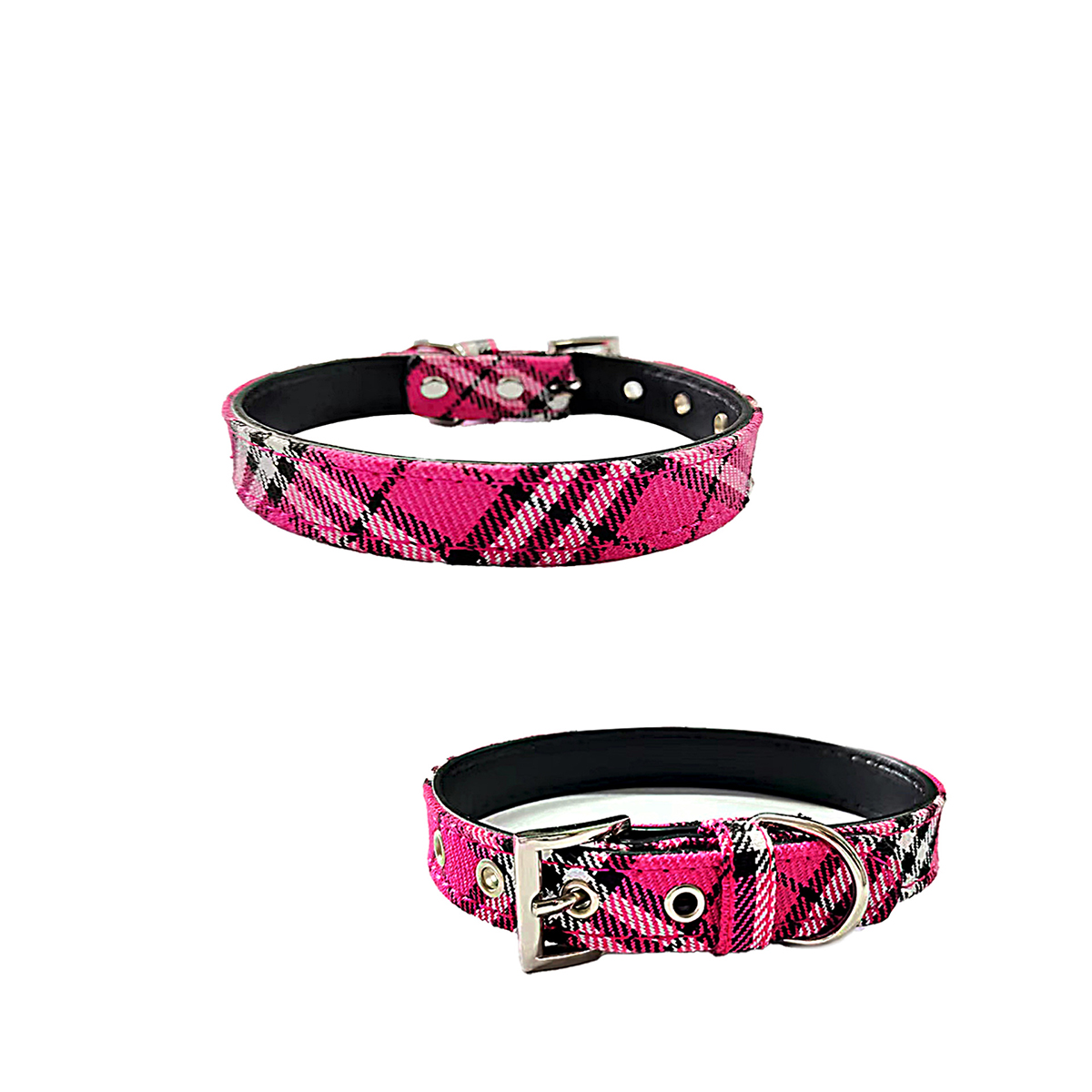 Classic PU Plaid Dog Collar for All-Season Use_CWMM7429