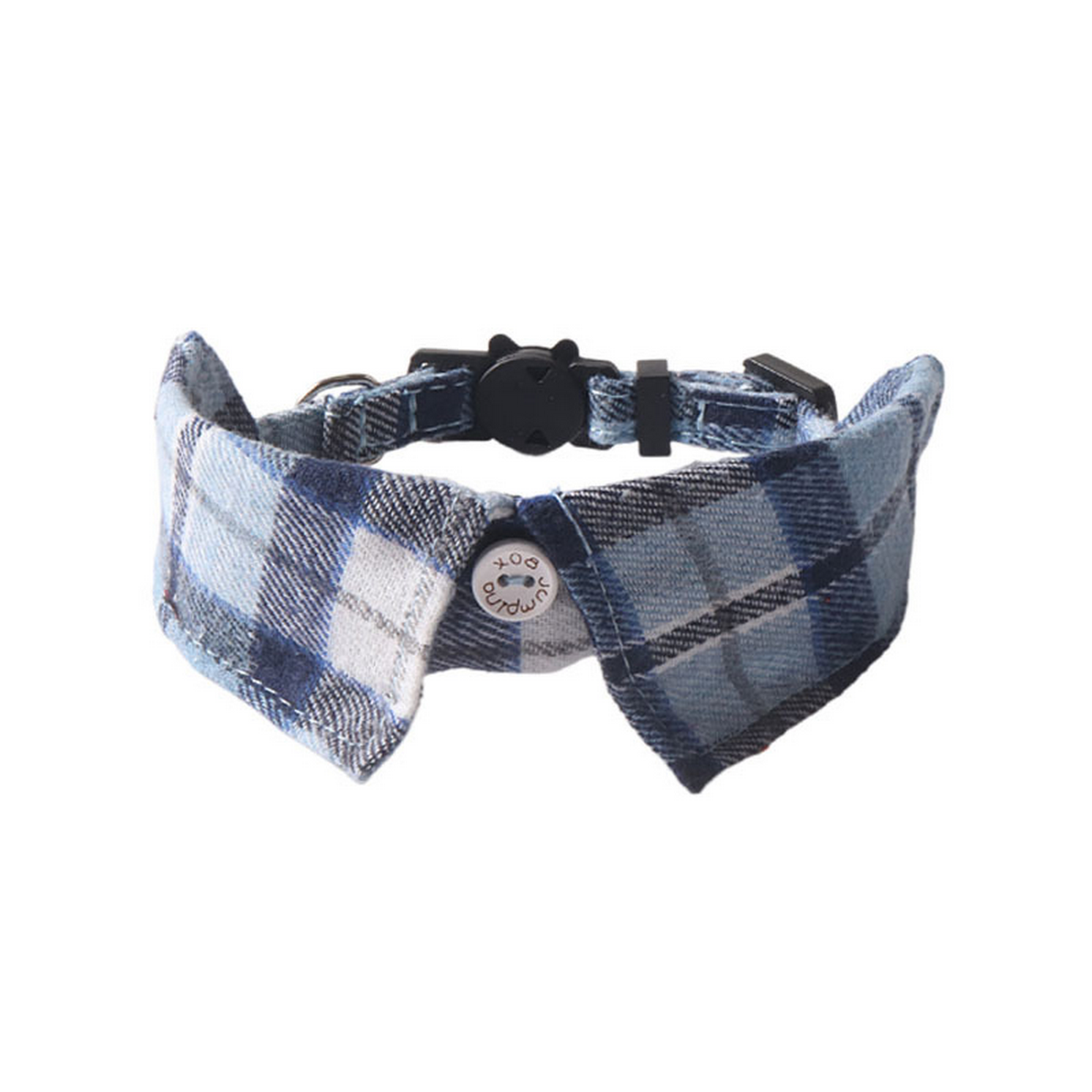 British Plaid Cat Collar – Shirt Style with Button_CWMM7622