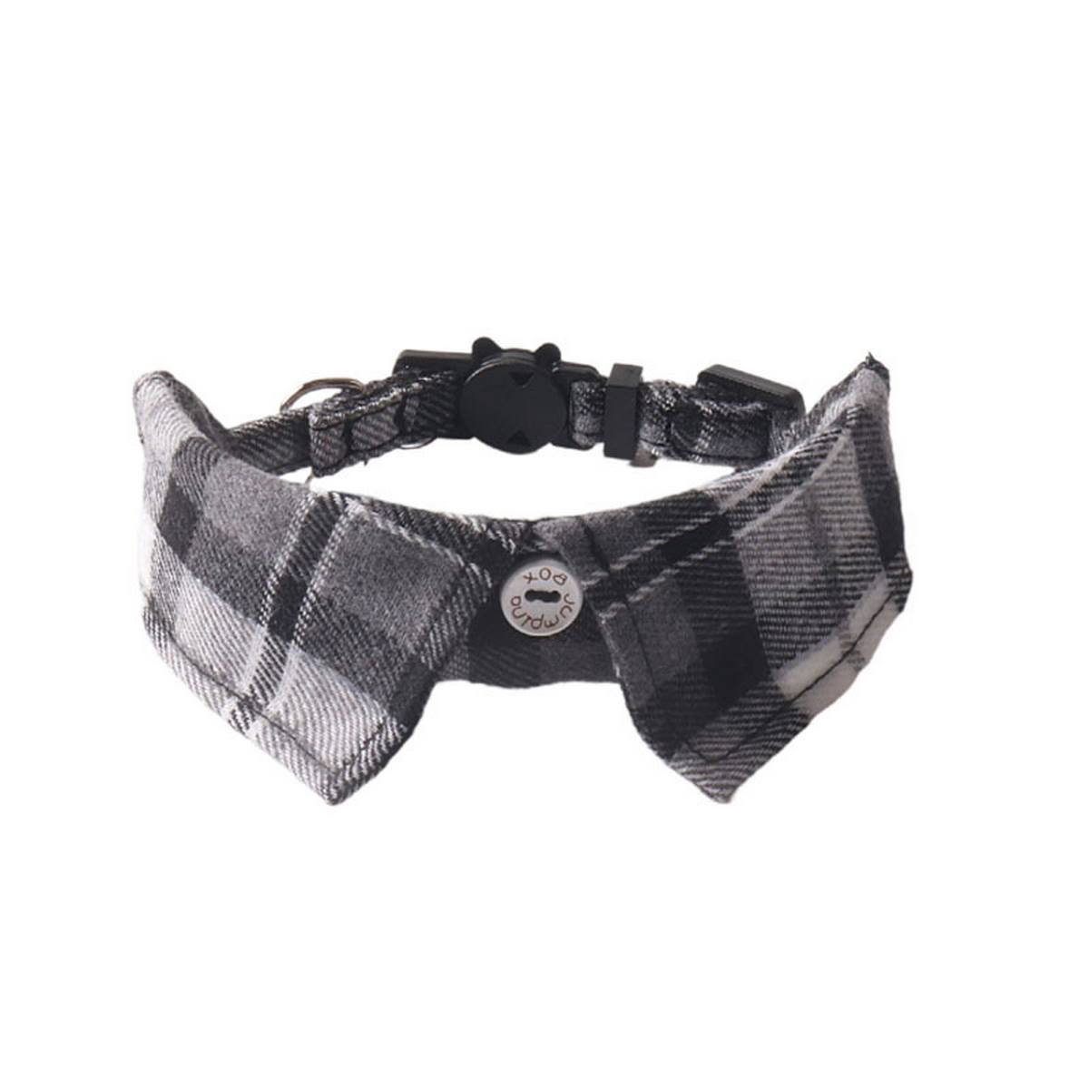 British Plaid Cat Collar – Shirt Style with Button_CWMM7622