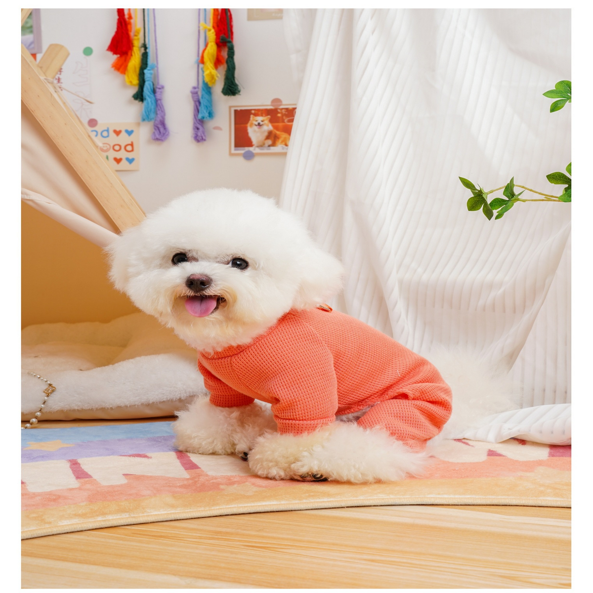 Cozy Waffle Pet Suit – Small Dog Four-Leg Wear_CWMM7349