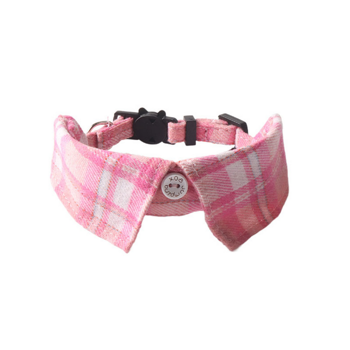 British Plaid Cat Collar – Shirt Style with Button_CWMM7622