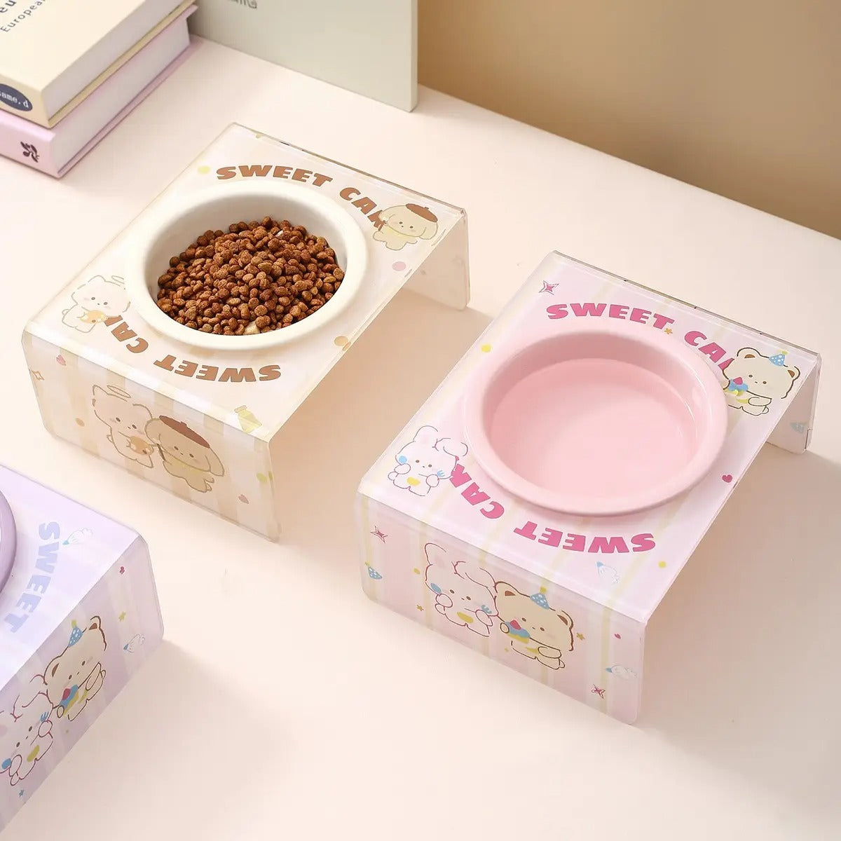 Creamy Style Pet Bowl with Bunny  Acrylic Stand_CWASC2515