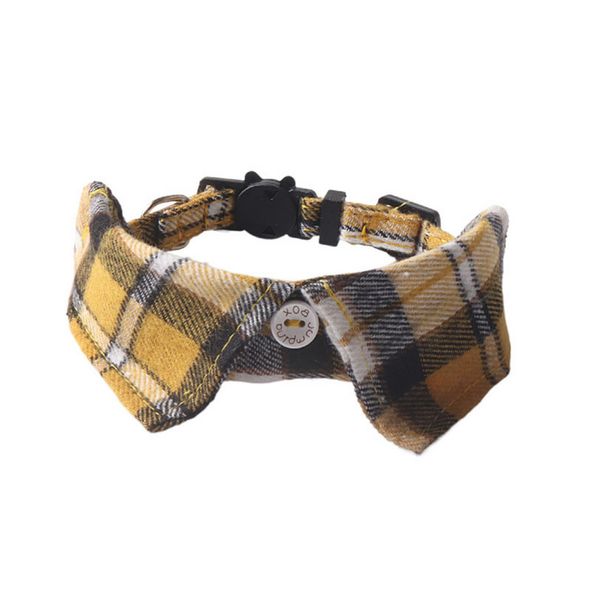 British Plaid Cat Collar – Shirt Style with Button_CWMM7622