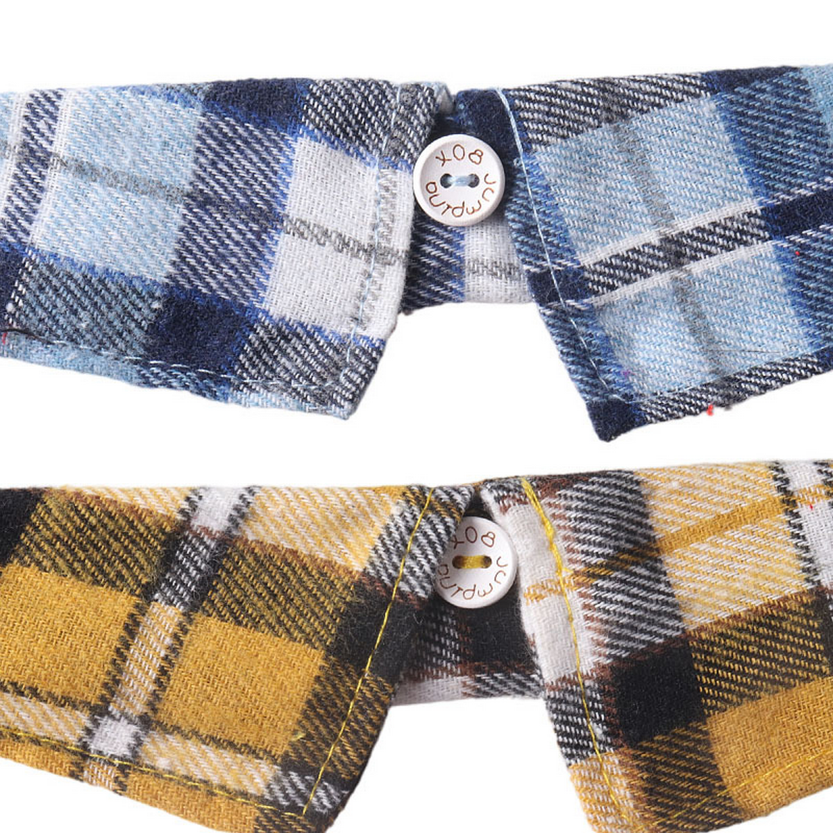 British Plaid Cat Collar – Shirt Style with Button_CWMM7622