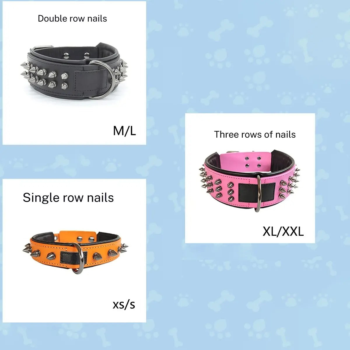 Leather Dog Collar with Studs, Padded_CWMM7688