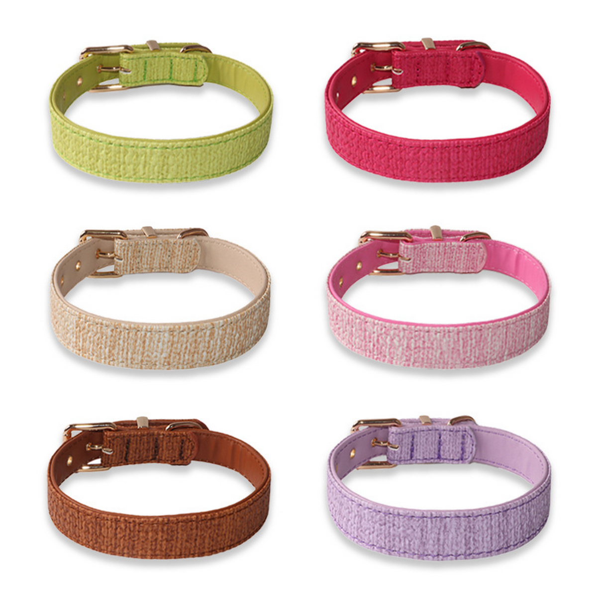 Dual-Sided PU Dog Collar – Woven Texture_CWMM7773