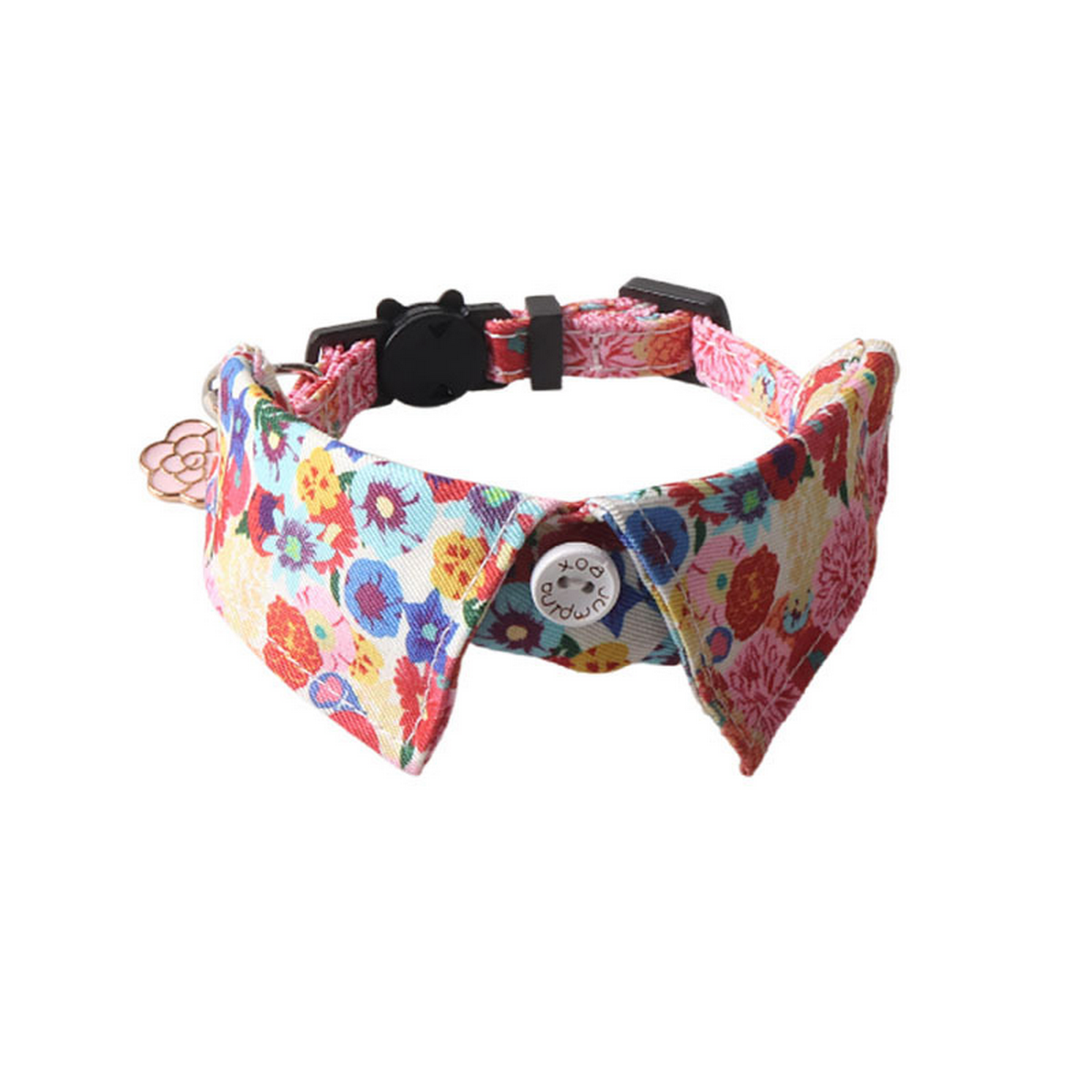Floral Cat Collar with Bell – Adjustable Fit_CWMM7614