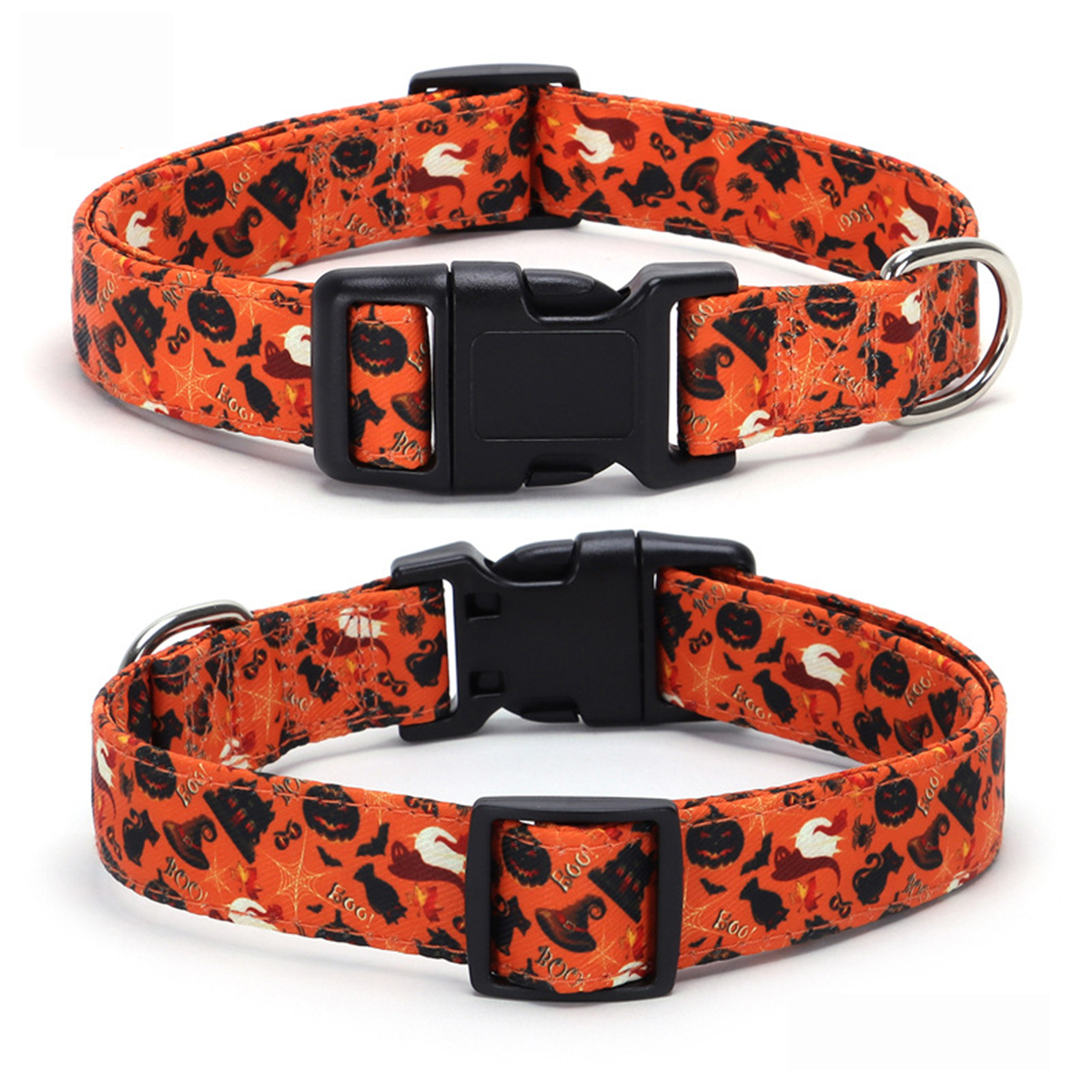 Halloween Themed Pet Collar with Pumpkin & Ghost_CWMM7580