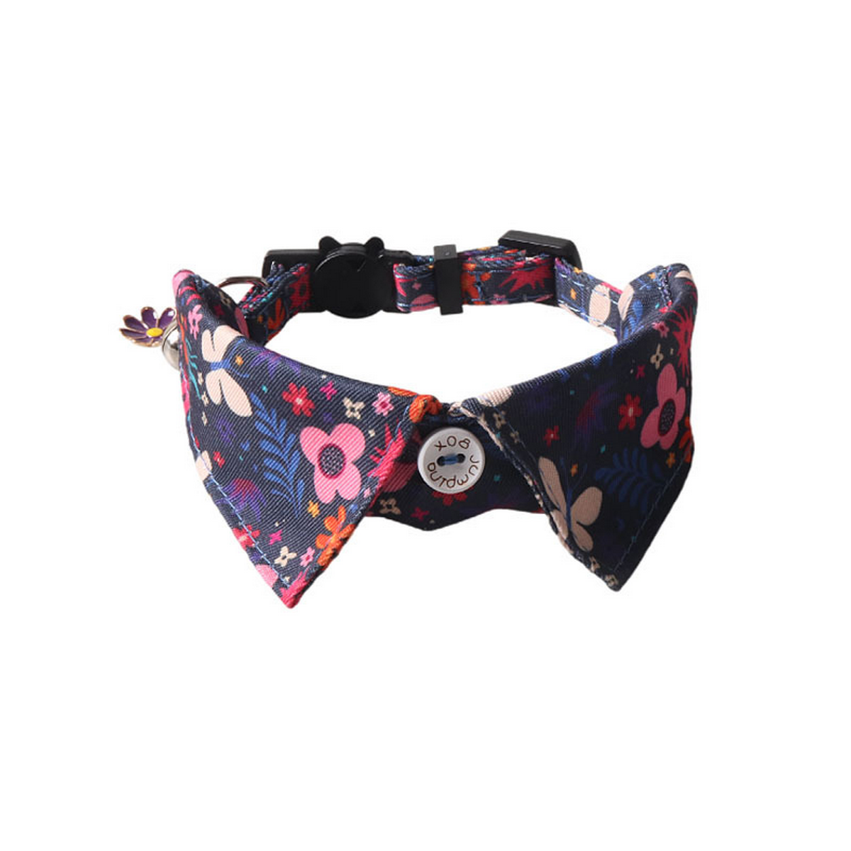 Floral Cat Collar with Bell – Adjustable Fit_CWMM7614