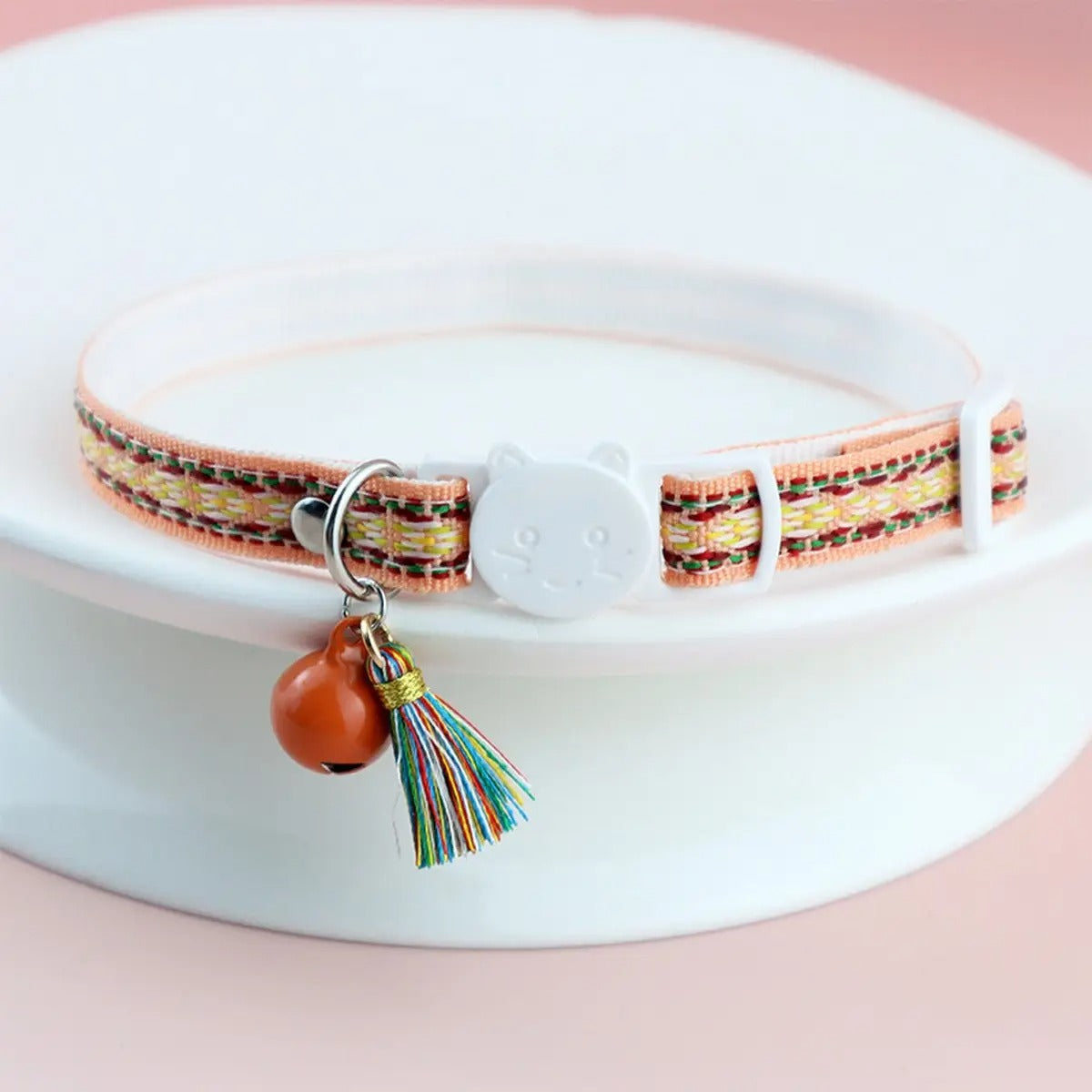 Jacquard Pet Collar With Bell And Tassel_CWMM5964