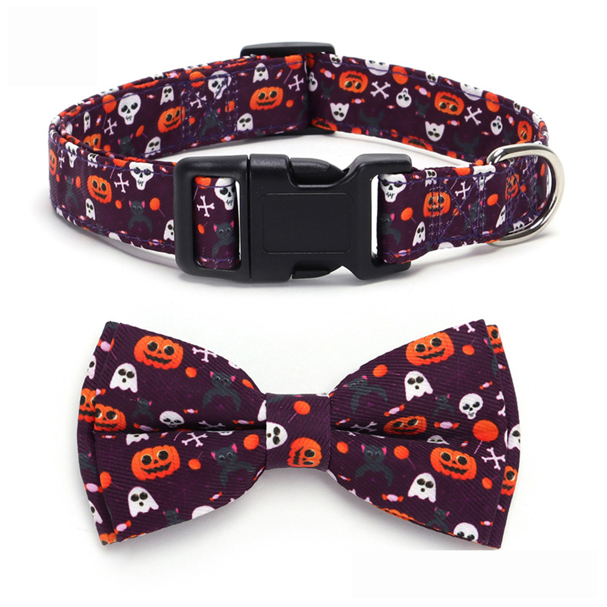 Halloween Themed Pet Collar with Pumpkin & Ghost_CWMM7580