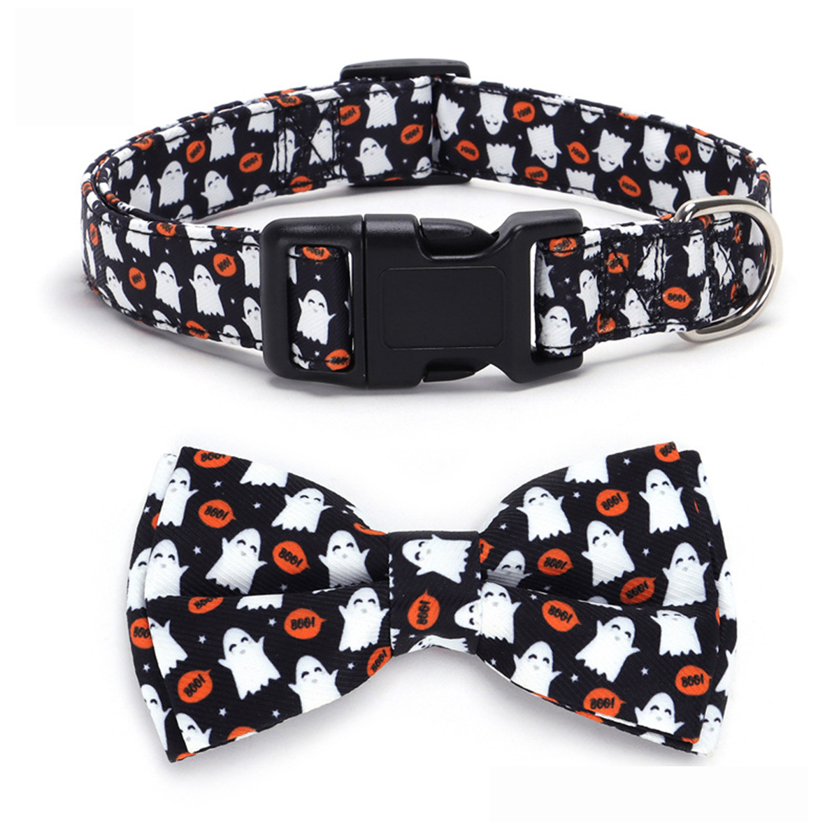Halloween Themed Pet Collar with Pumpkin & Ghost_CWMM7580