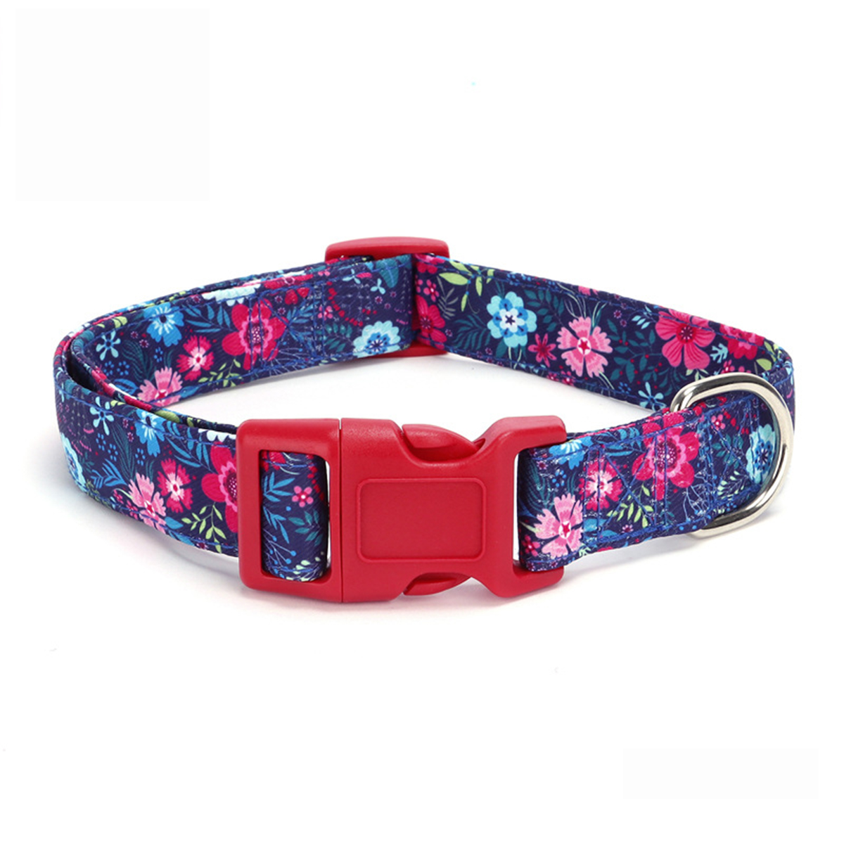 Cute Floral Bow Pet Collar with Colorful Buckle_CWMM7582