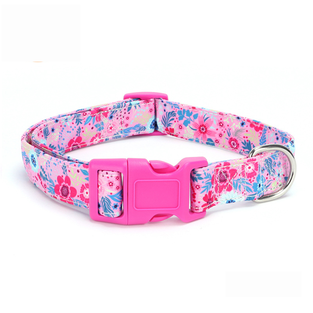 Cute Floral Bow Pet Collar with Colorful Buckle_CWMM7582