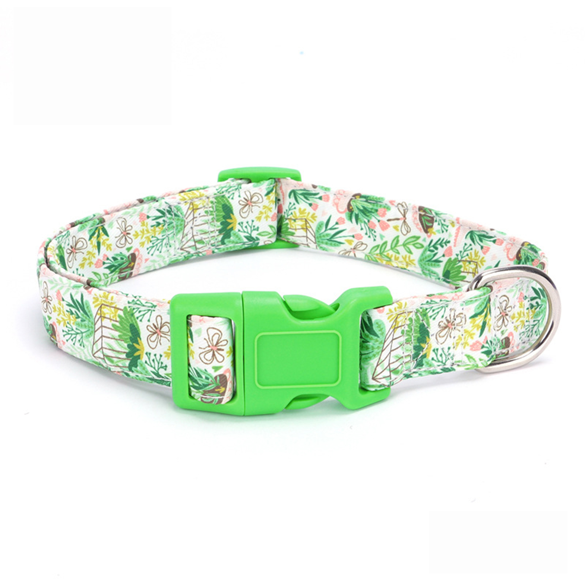 Cute Floral Bow Pet Collar with Colorful Buckle_CWMM7582