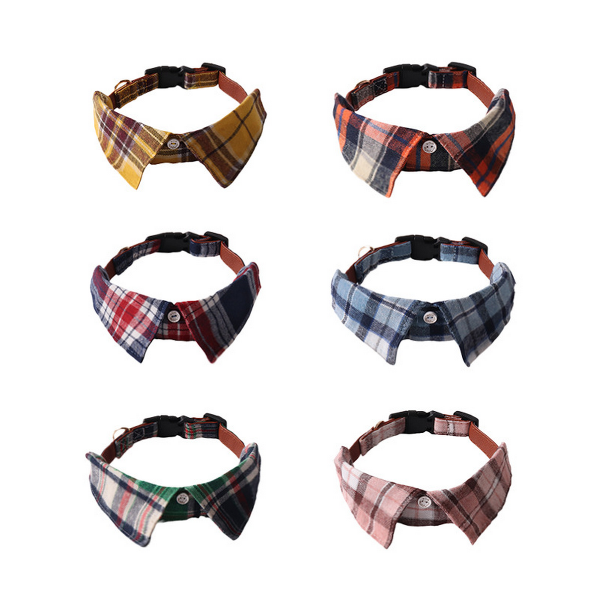 Dog Collar - Plaid Button Design_CWMM7775