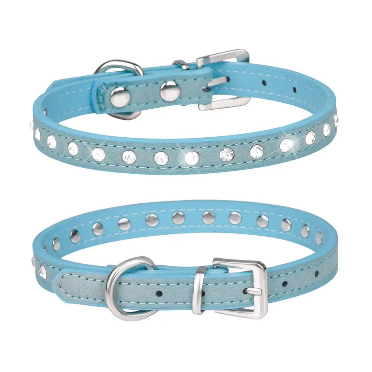 Adjustable Rhinestone Leather Pet Collar_CWMM5980
