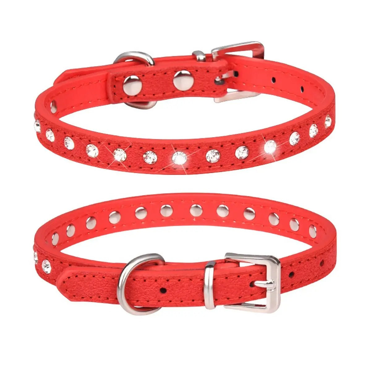 Adjustable Rhinestone Leather Pet Collar_CWMM5980