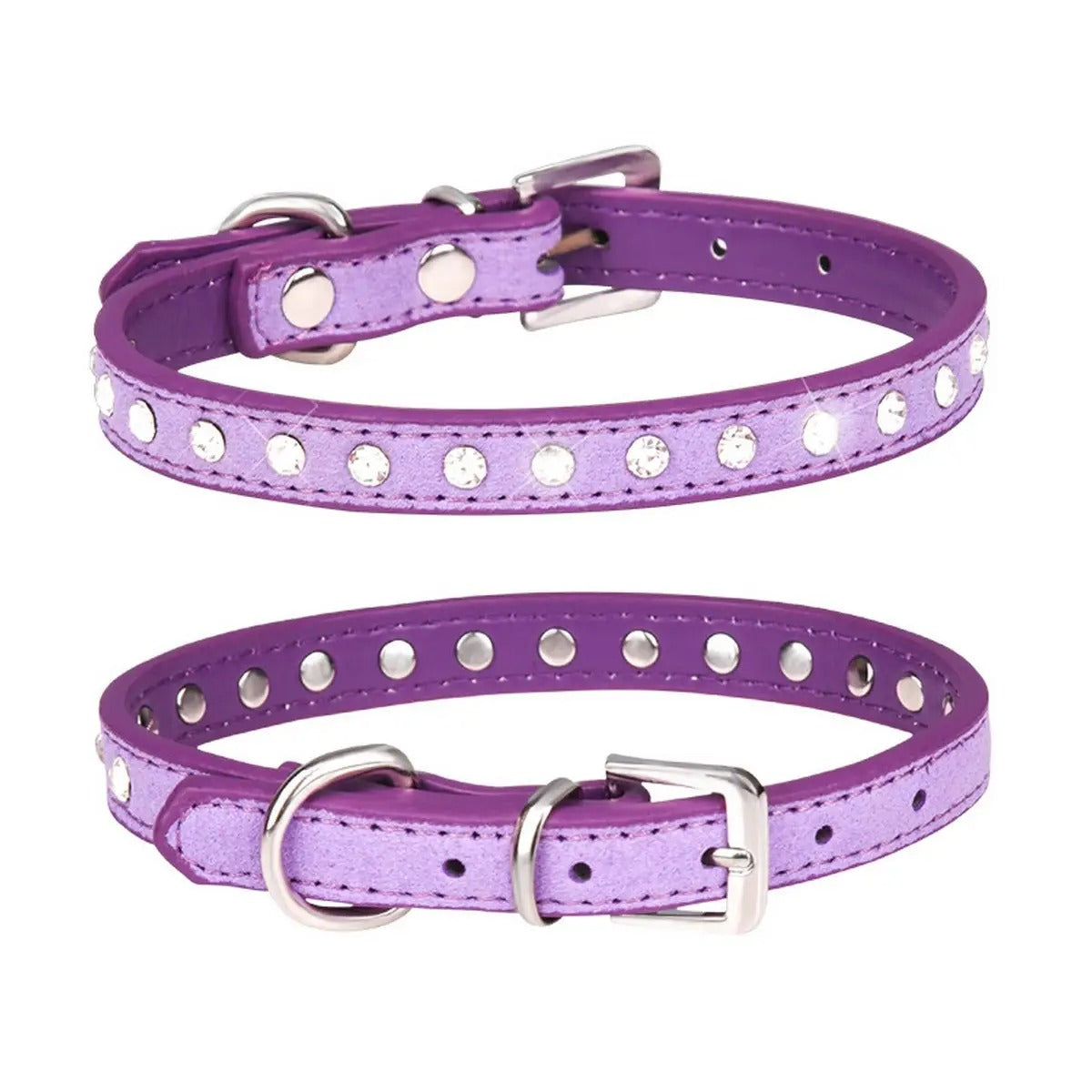 Adjustable Rhinestone Leather Pet Collar_CWMM5980
