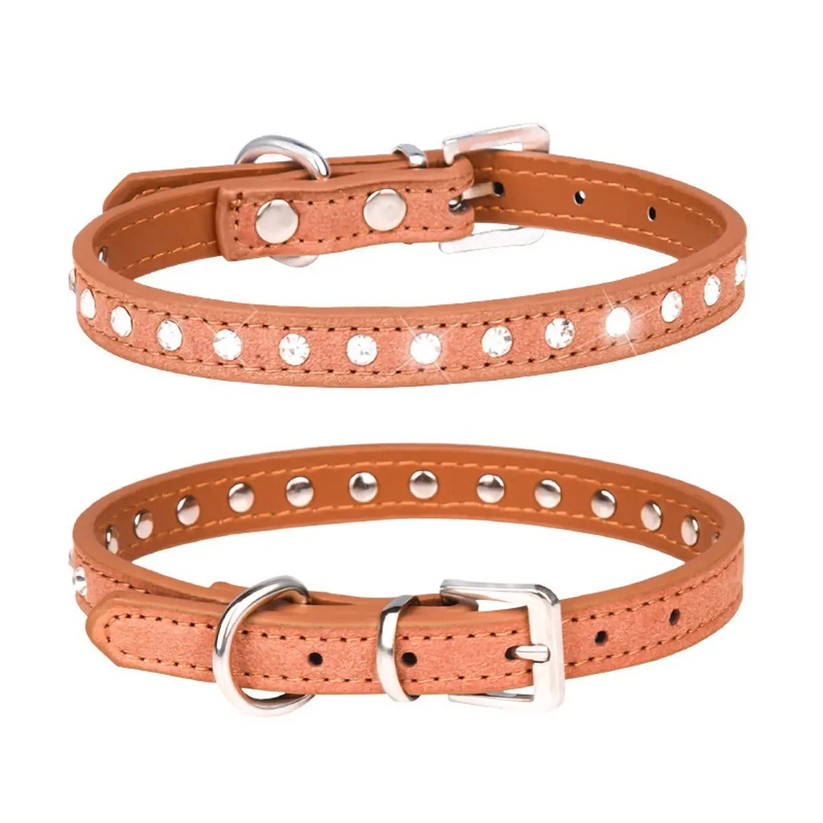 Adjustable Rhinestone Leather Pet Collar_CWMM5980
