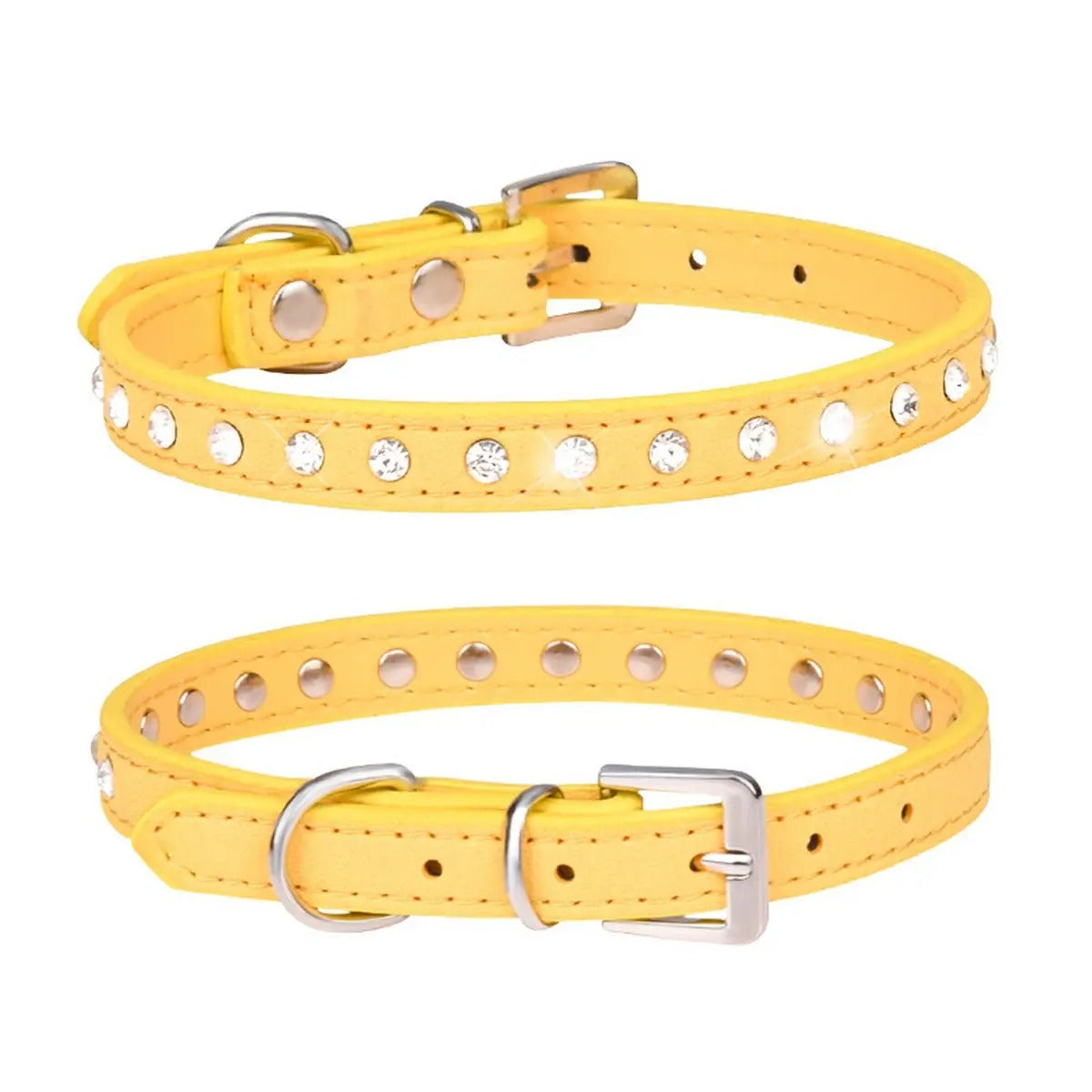 Adjustable Rhinestone Leather Pet Collar_CWMM5980