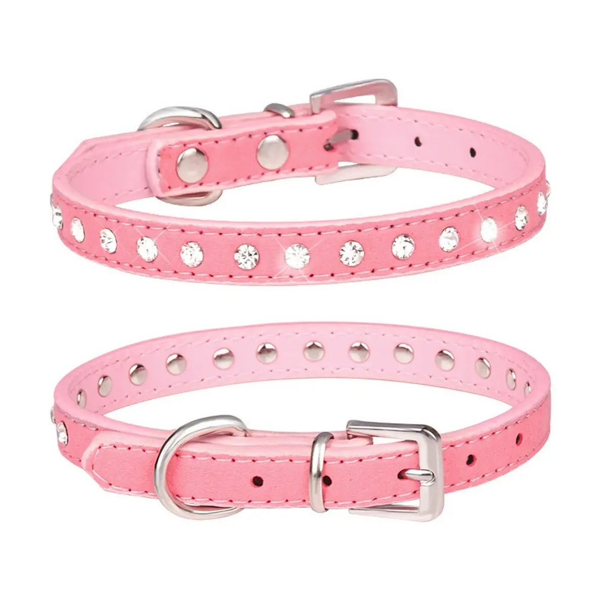 Adjustable Rhinestone Leather Pet Collar_CWMM5980