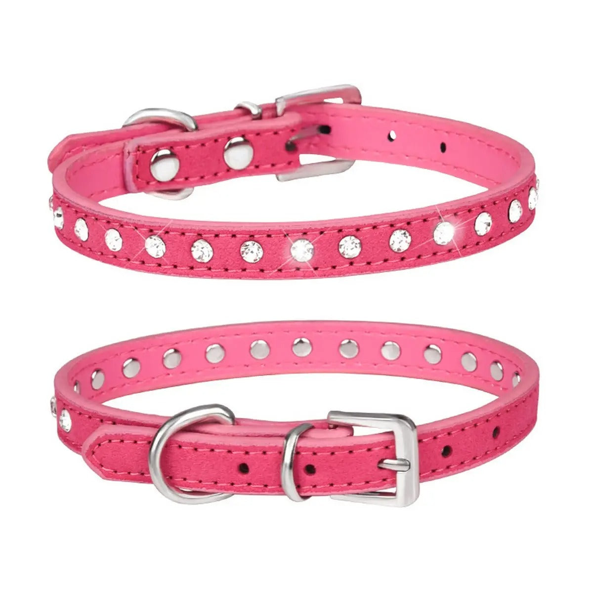 Adjustable Rhinestone Leather Pet Collar_CWMM5980