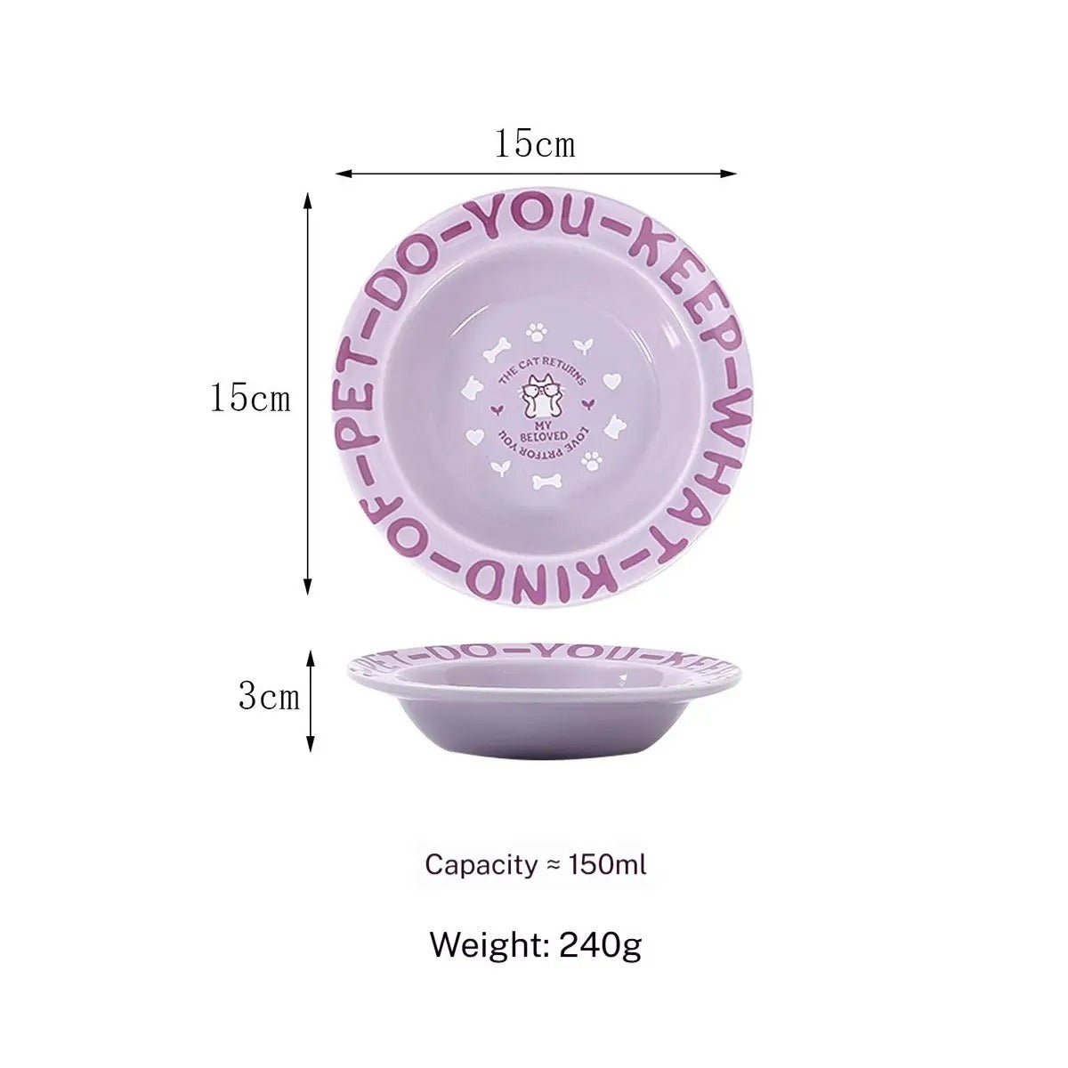 Cartoon Ceramic Pet Bowl with Edge Guard_CWMM5933