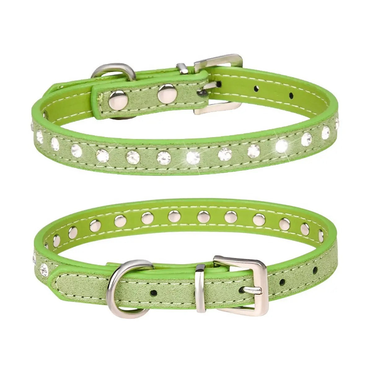 Adjustable Rhinestone Leather Pet Collar_CWMM5980