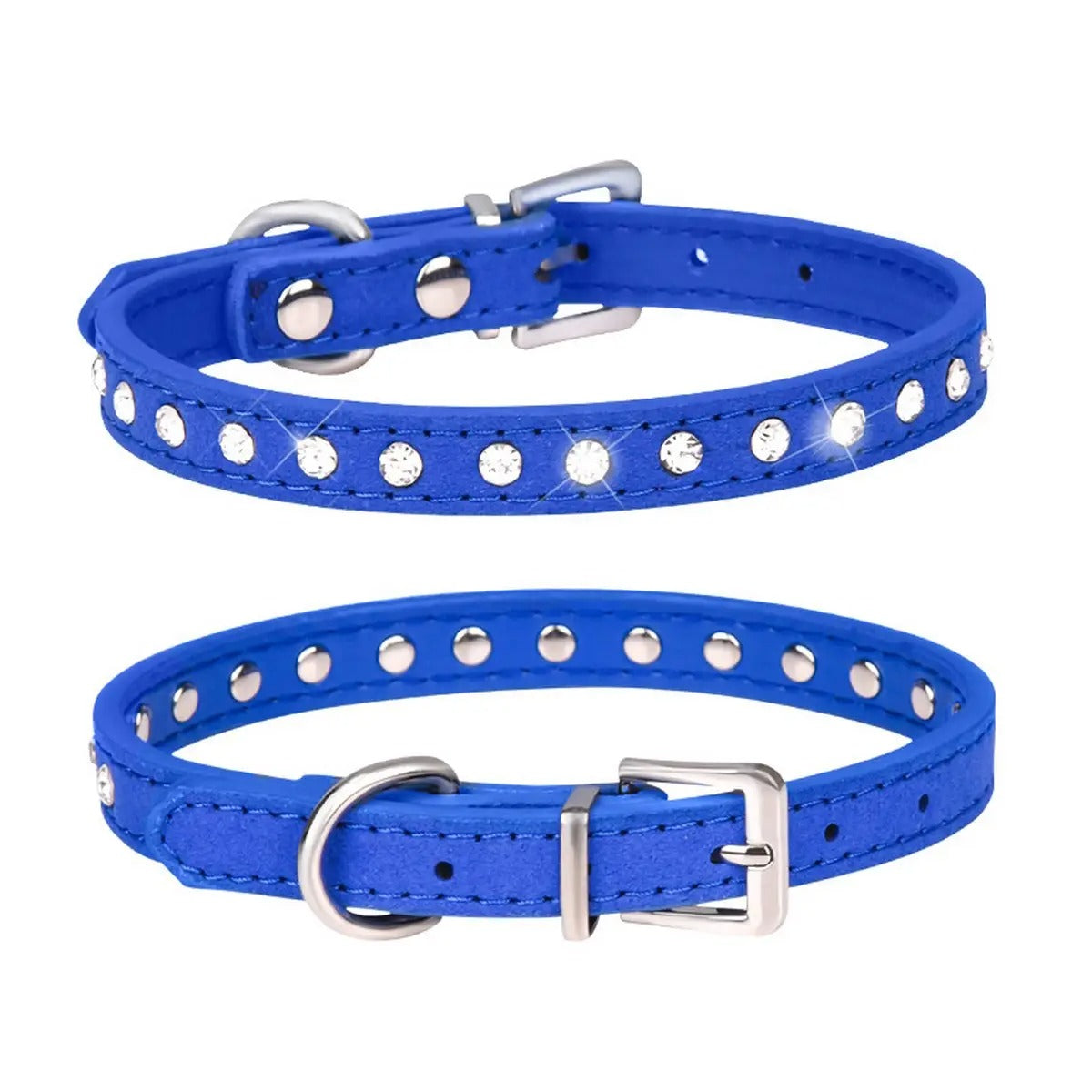 Adjustable Rhinestone Leather Pet Collar_CWMM5980