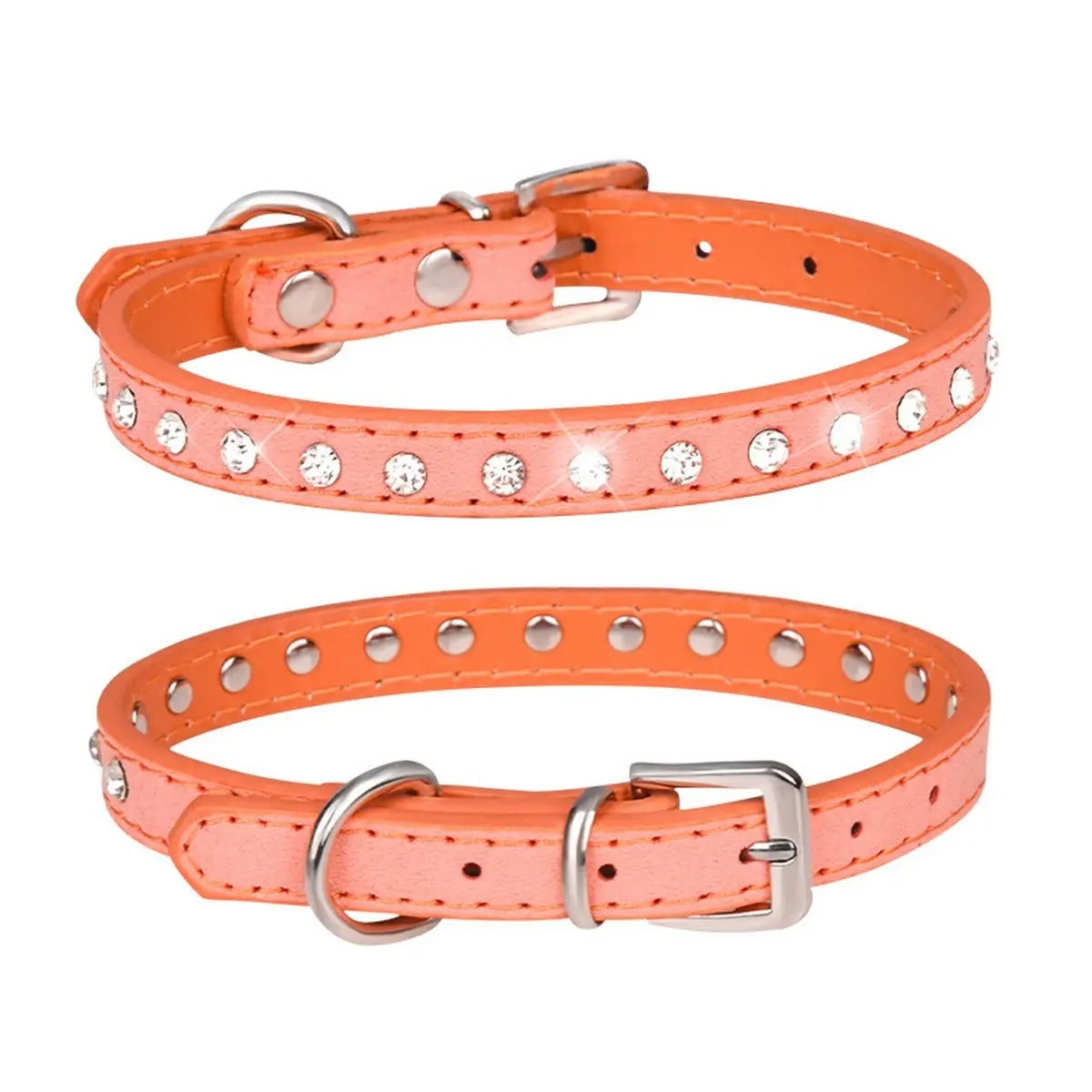 Adjustable Rhinestone Leather Pet Collar_CWMM5980