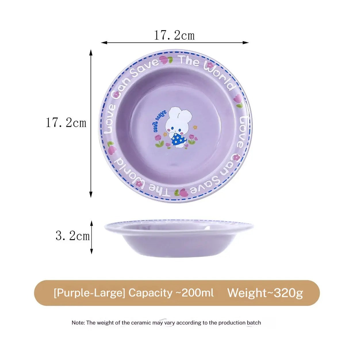 Cartoon Ceramic Pet Bowl with Edge Guard_CWMM5933