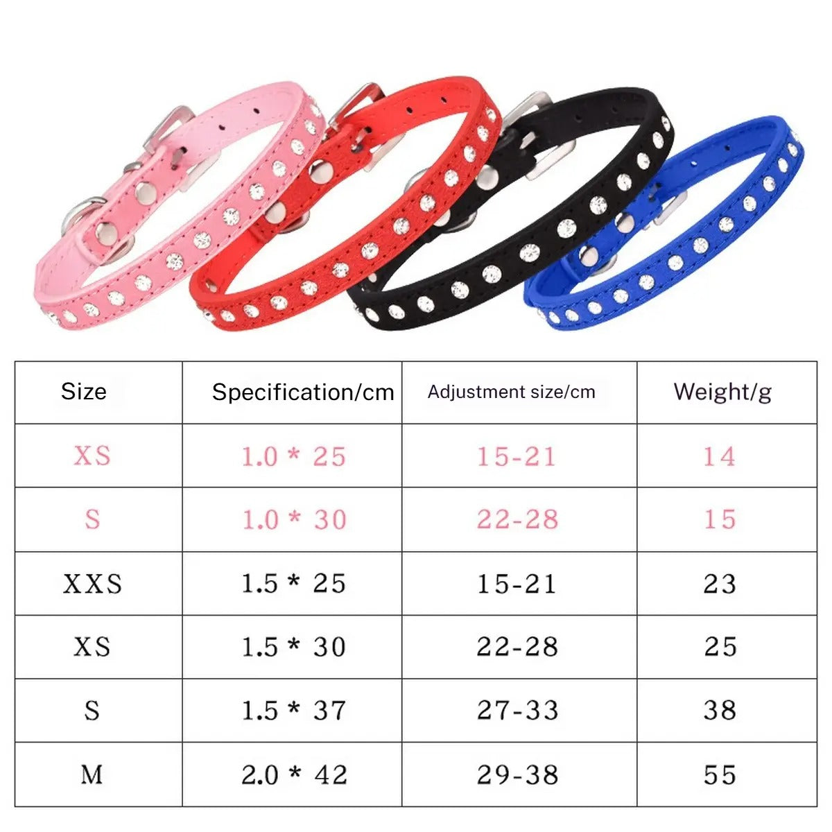 Adjustable Rhinestone Leather Pet Collar_CWMM5980