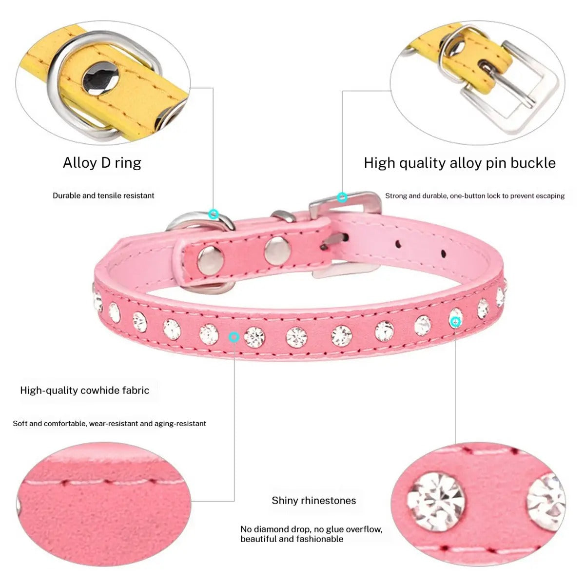 Adjustable Rhinestone Leather Pet Collar_CWMM5980