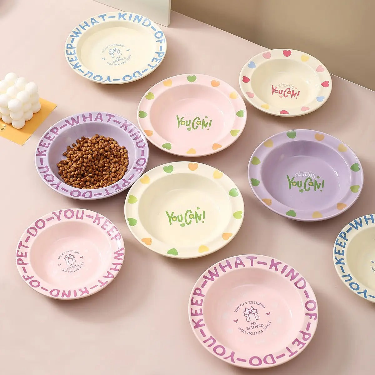 Cartoon Ceramic Pet Bowl with Edge Guard_CWMM5933