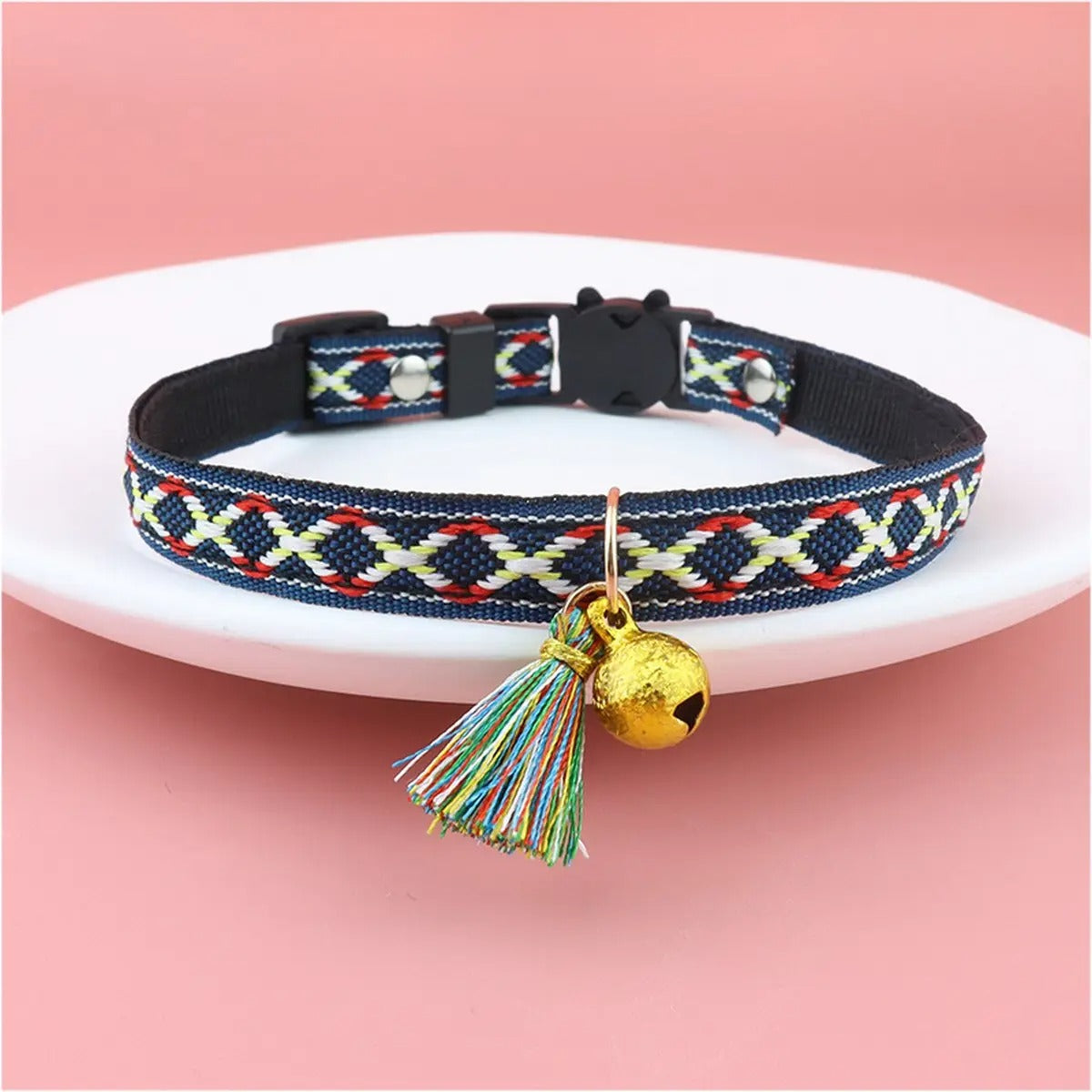 Colorful woven cat&dog collar (with bell tassel)_CWMM5968