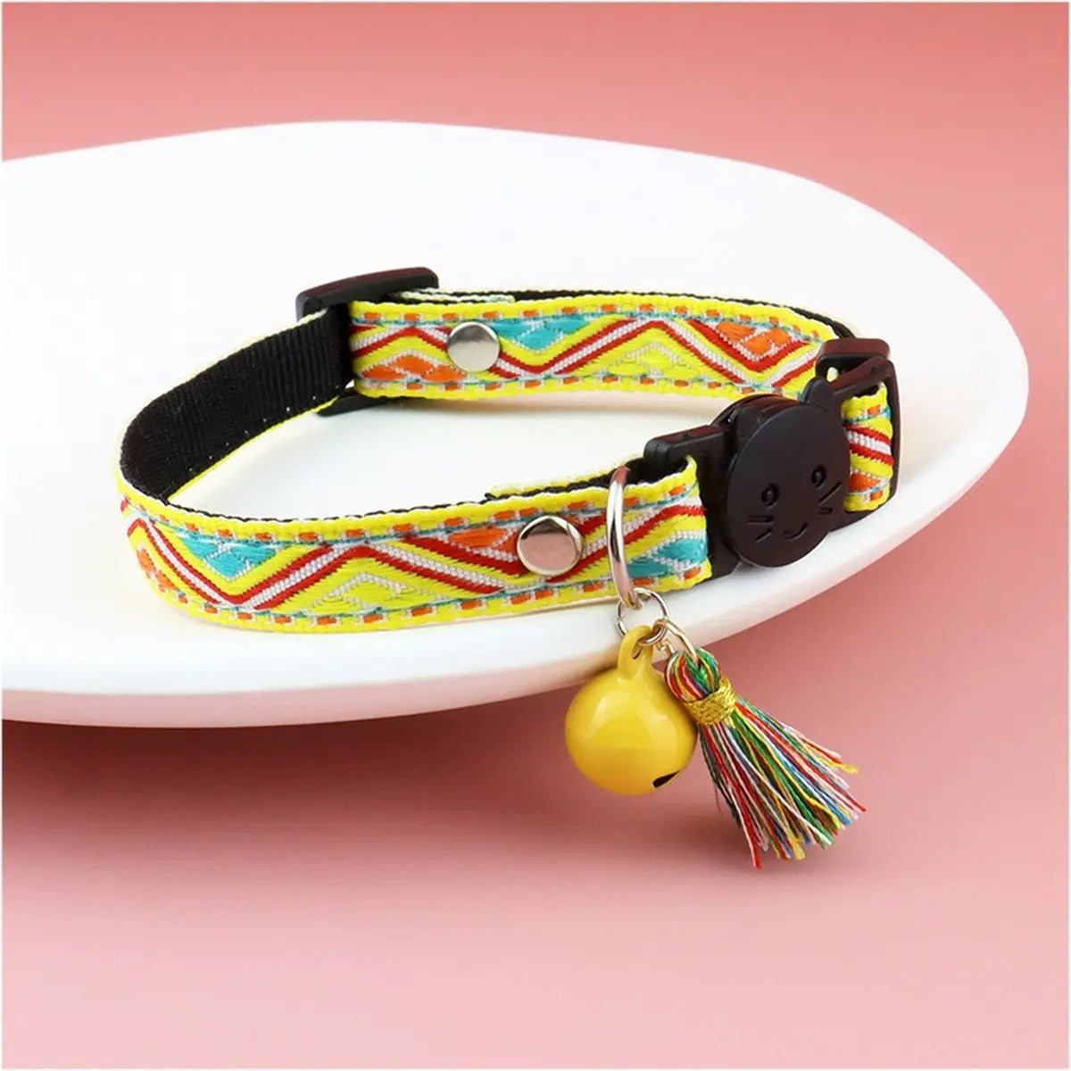 Colorful woven cat&dog collar (with bell tassel)_CWMM5968