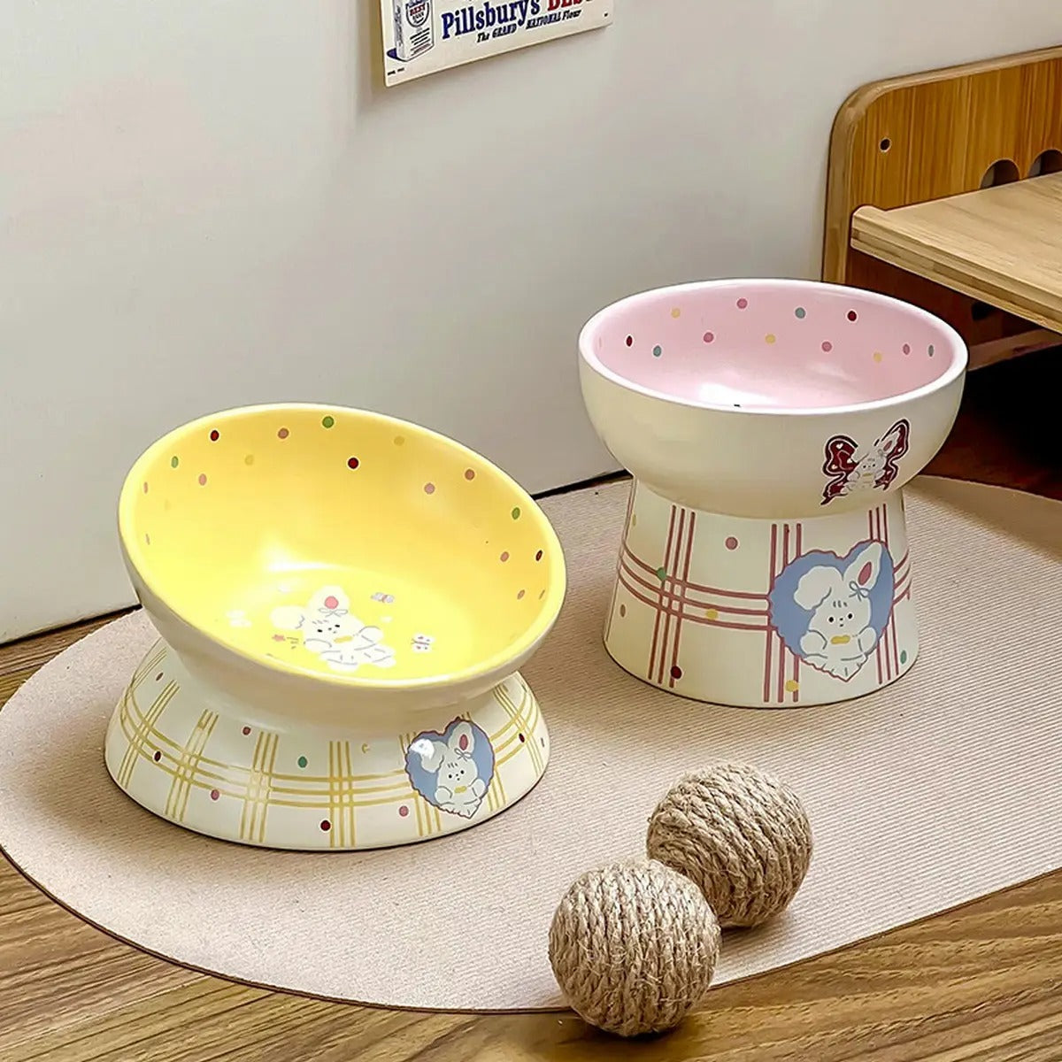 Cute Cartoon Ceramic Pet Bowl for Food & Water_CWMM5935