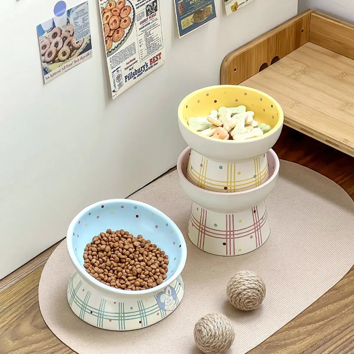 Cute Cartoon Ceramic Pet Bowl for Food & Water_CWMM5935