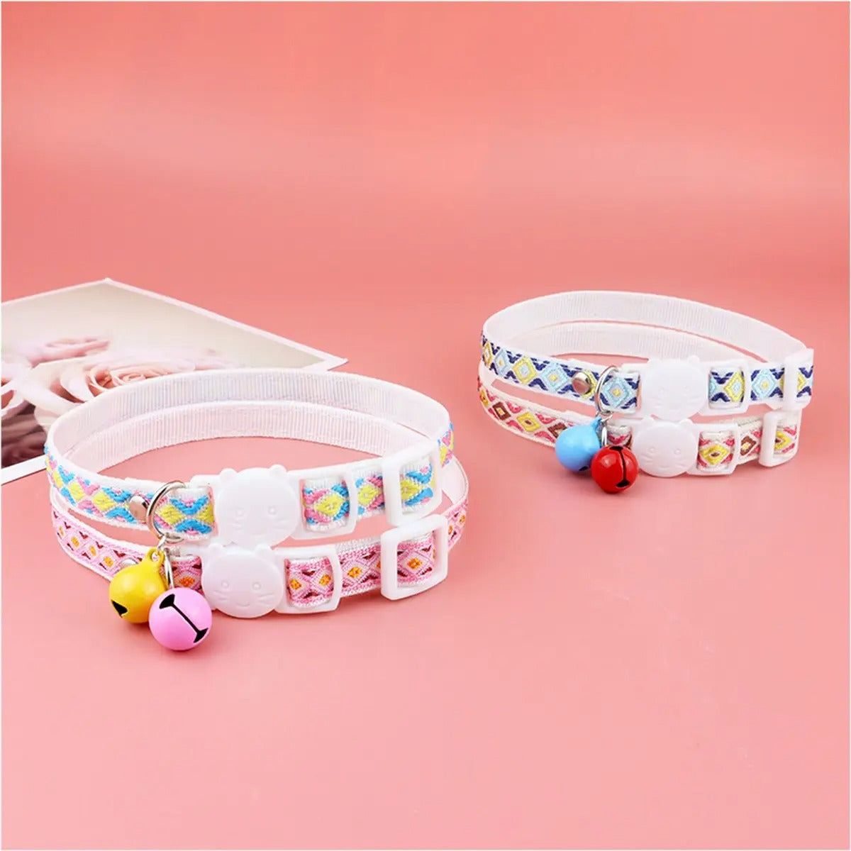 Colorful woven cat&dog collar (with bell tassel)_CWMM5968