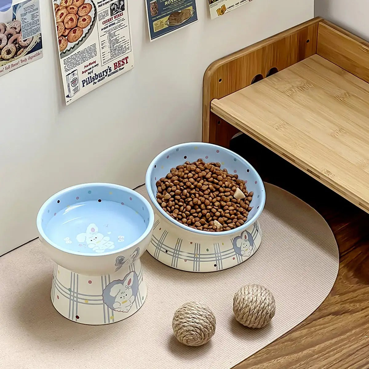 Cute Cartoon Ceramic Pet Bowl for Food & Water_CWMM5935