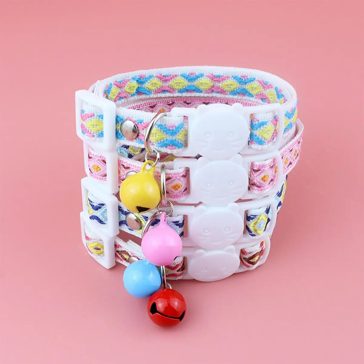 Colorful woven cat&dog collar (with bell tassel)_CWMM5968