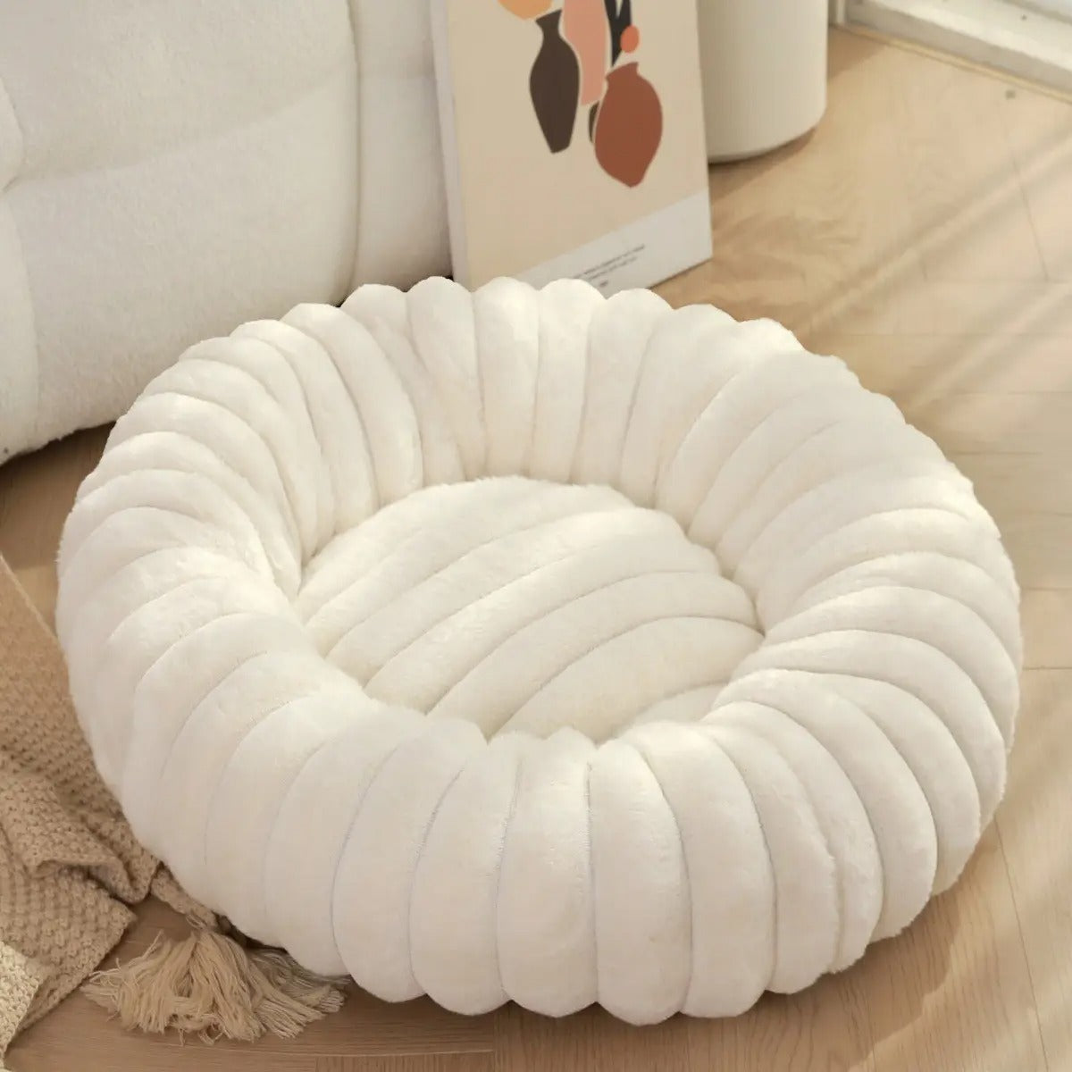 High-Density Faux Fur Round Pet Bed for Winter_CWMM5880