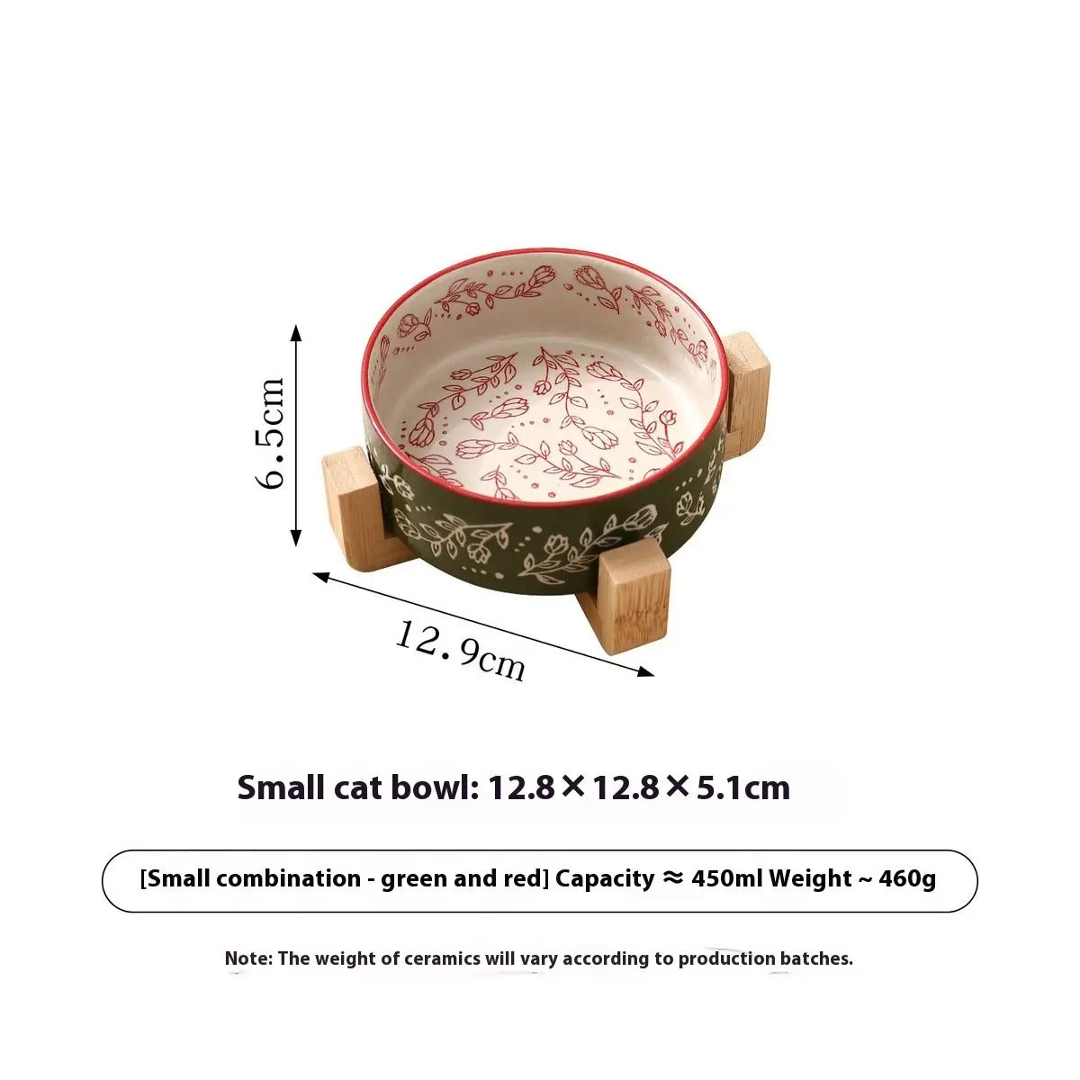 Boho Ceramic Pet Bowl with Wooden Stand_CWMM5944