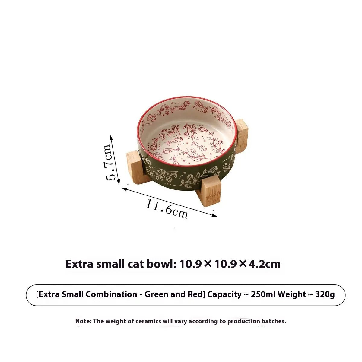 Boho Ceramic Pet Bowl with Wooden Stand_CWMM5944