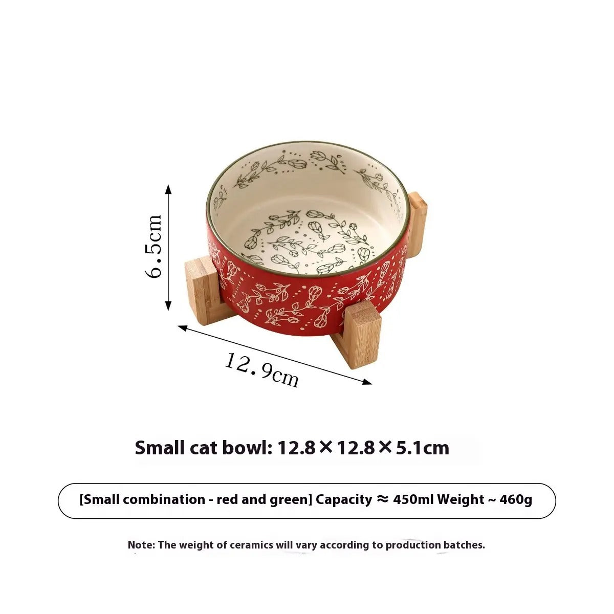 Boho Ceramic Pet Bowl with Wooden Stand_CWMM5944