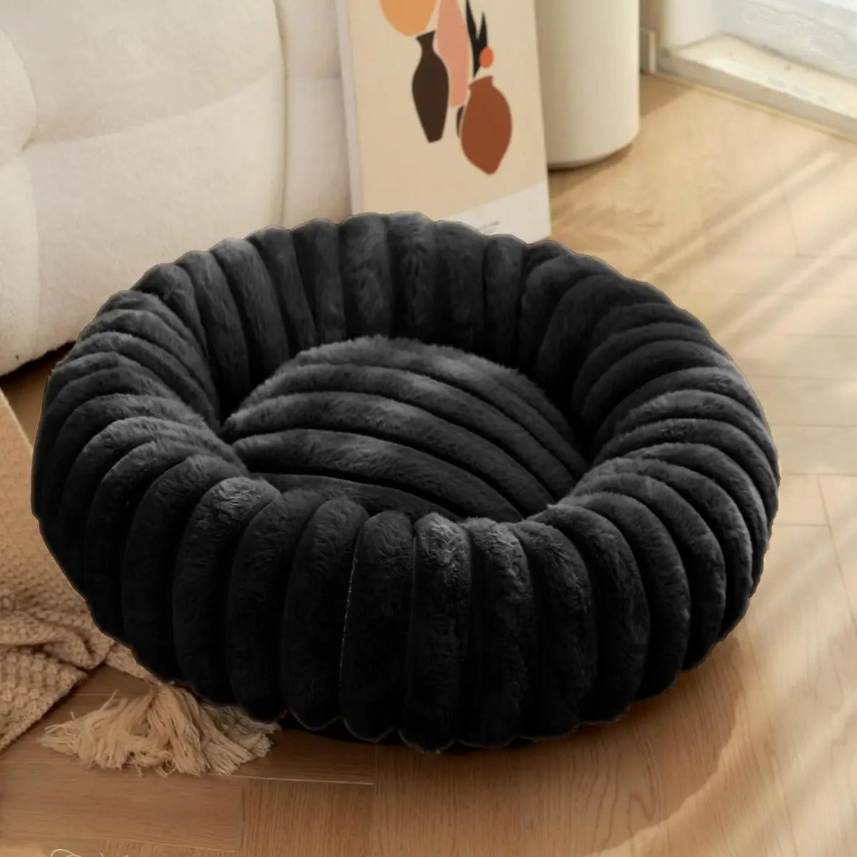 High-Density Faux Fur Round Pet Bed for Winter_CWMM5880
