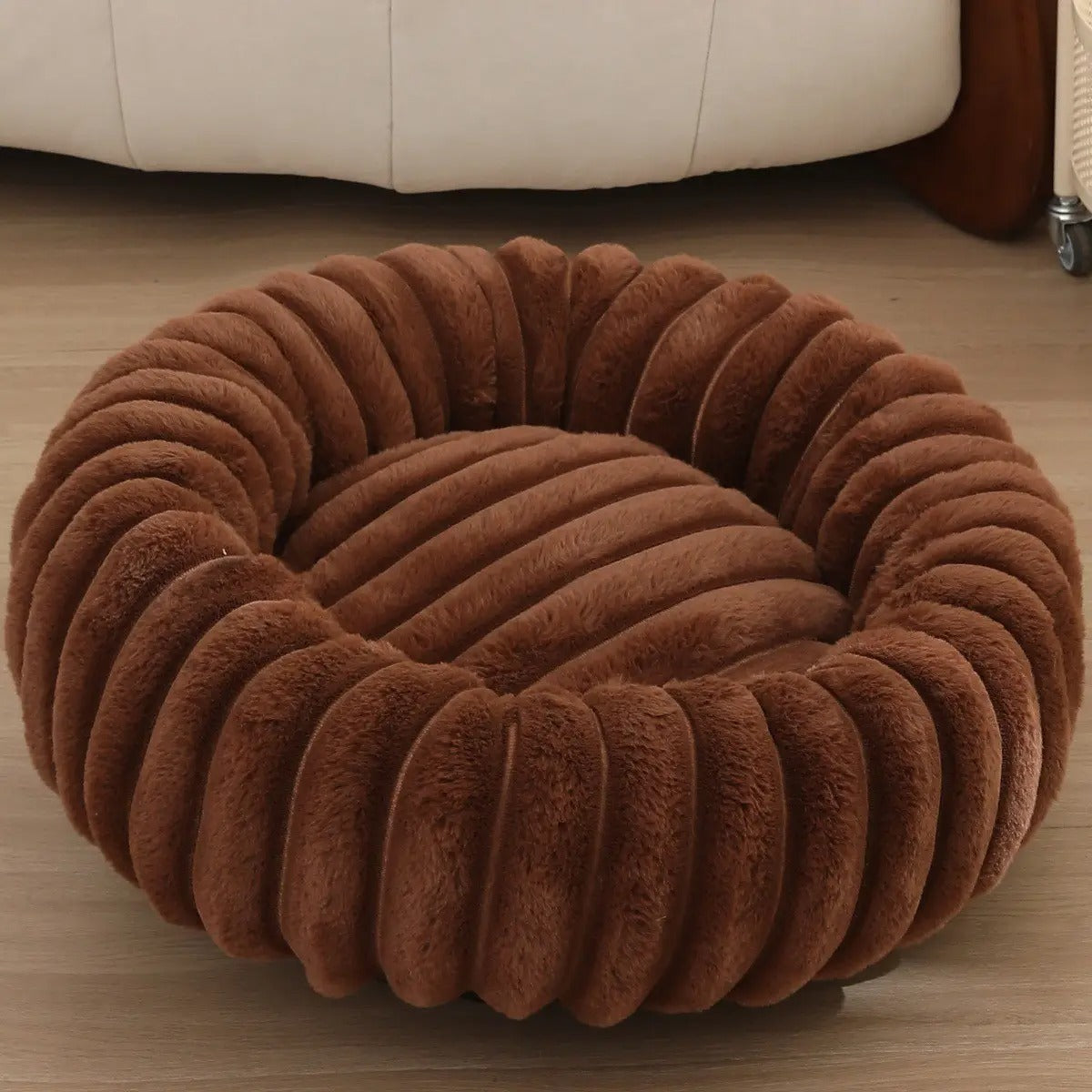 High-Density Faux Fur Round Pet Bed for Winter_CWMM5880